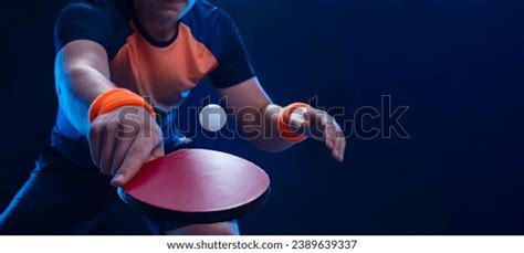 Table Tennis Player Action Closeup Photo Stock Photo 2389639337 ...