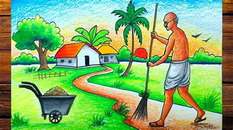 mahatma gandhi swachh bharat abhiyan drawing - YouTube