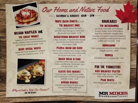 Menu at MR MIKES Steakhouse Casual, Olds