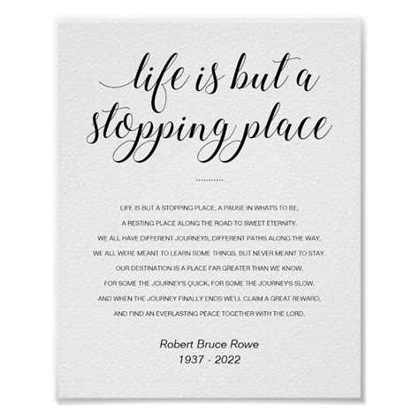 Life Is But A Stopping Place Memorial Poem Poster Size: 8" x 10 ...