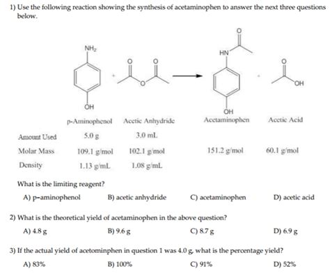 Balanced Chemical Equation For Synthesis Of Acetaminophen - Tessshebaylo