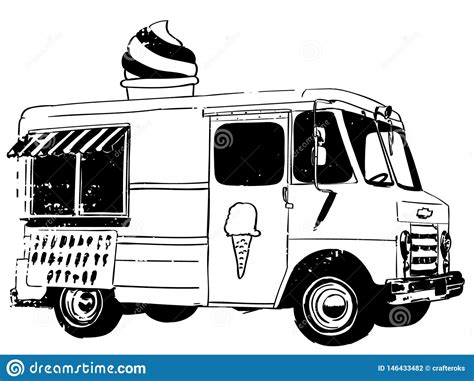 Ice Cream Truck Vector, Eps, Logo, Icon, Silhouette Illustration by ...