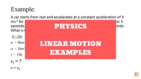 Physics - Linear Motion Equations Examples - YouTube