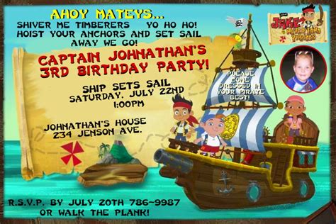 Free Jake and the Neverland Pirates Birthday Invitations | FREE ...