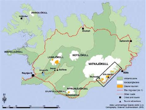 Map of glacier sites in Iceland and the study area, the Vatnajökull ...