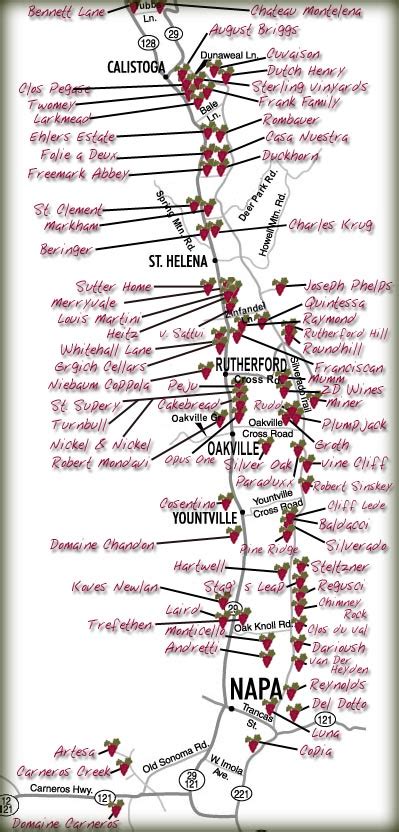 Napa Valley Wine Country Tours - Napa Wine Tour Map