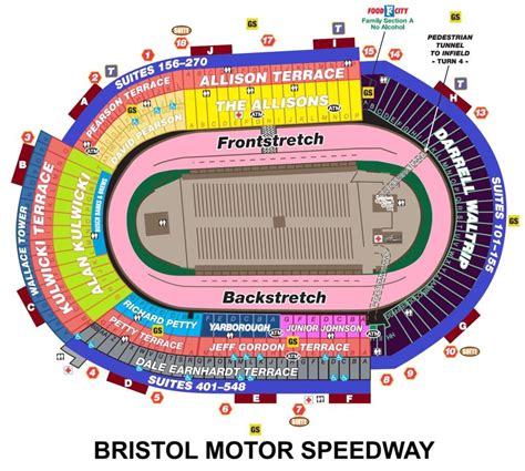 Bristol Motor Speedway Seating Chart with Rows and Seat Numbers 2024