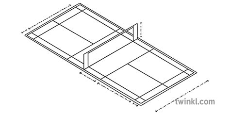 badminton court layout pe sport ks3 black white Illustration - Twinkl