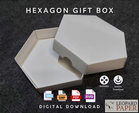 Hexagon Box With Lid Template No Glue Box 6-sided Polygon Gift Box With ...