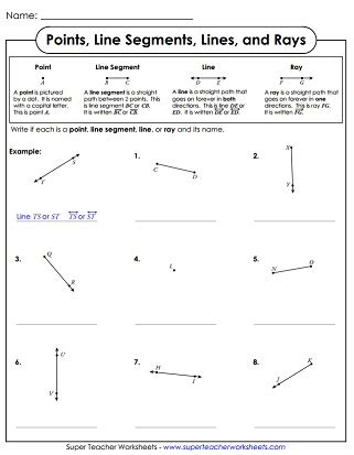 Lines, Line Segments, Rays: Geometry Worksheets