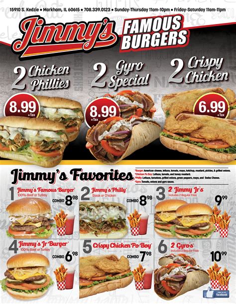 Jimmy's Famous Burgers - Markham, IL menu in Markham, Illinois