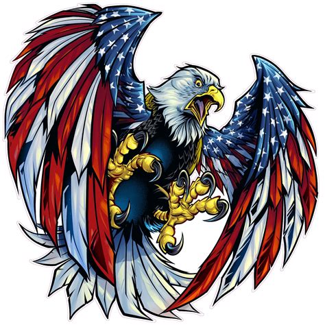 Screaming American Flag Bald Eagle Wings decal | American flag art ...