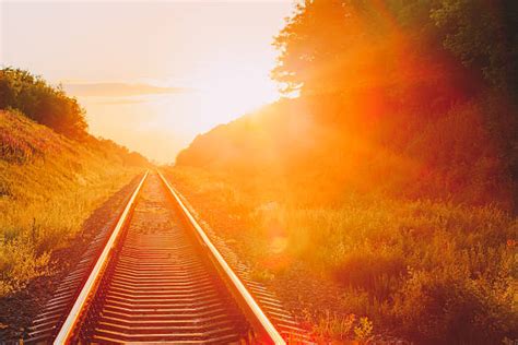 Train Tracks Sunset Stock Photos, Pictures & Royalty-Free Images - iStock