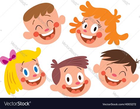 Happy kids faces Royalty Free Vector Image - VectorStock