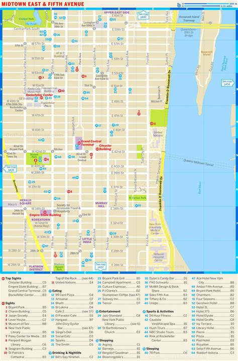 Map of Midtown East and Fifth Avenue - Ontheworldmap.com