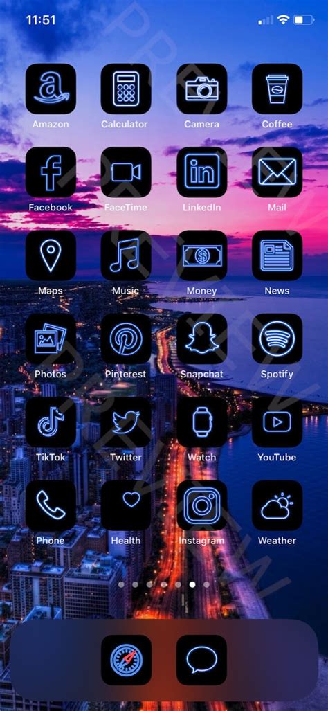 Neon Blue App Icons Disney