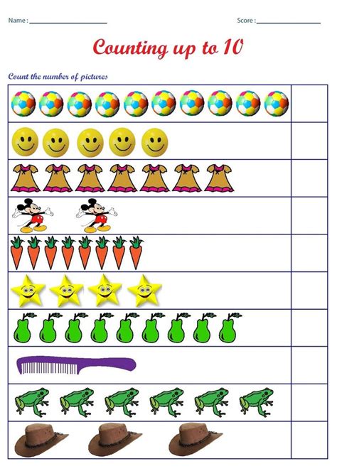 Counting To Ten Worksheets Kindergarten | Kindergarten math counting ...