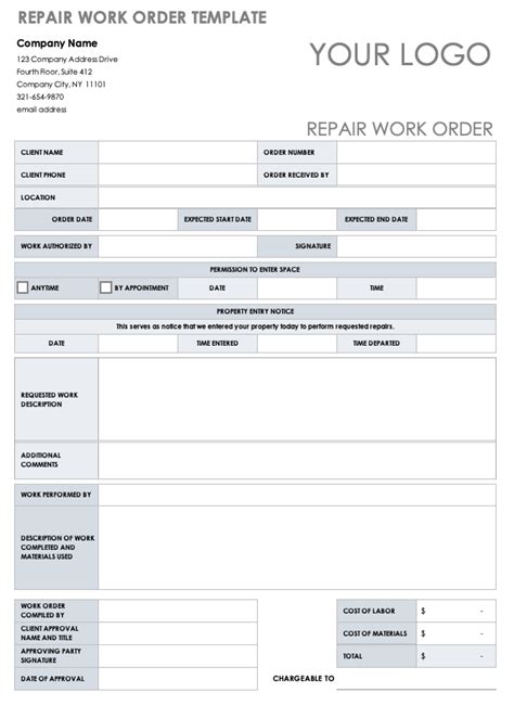 Job Order Form Template Excel