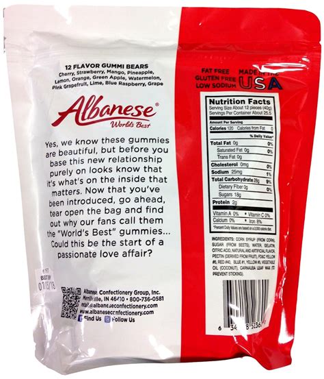 Albanese Sugar Free Gummy Bears Nutrition Facts | Besto Blog