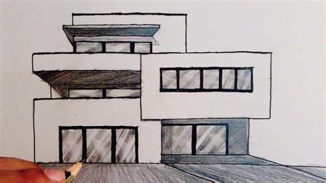 Dream House Sketch Easy Simple Modern House Drawing - Luanetg