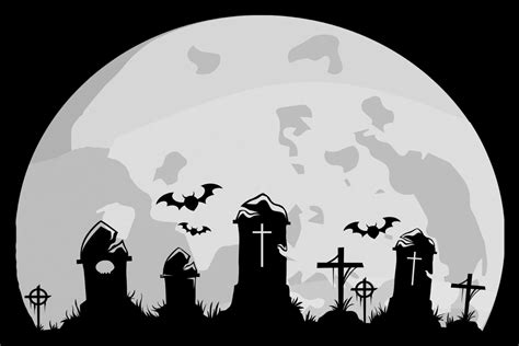 Full Moon Graveyard Halloween Clipart Graphic by SunandMoon · Creative ...