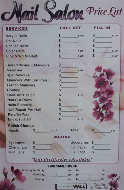 Nail Salon Price List Poster By Barberwall Nail Salon Decor Nail Salon ...