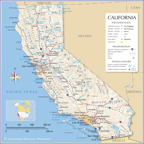 Reference Maps of California, USA - Nations Online Project