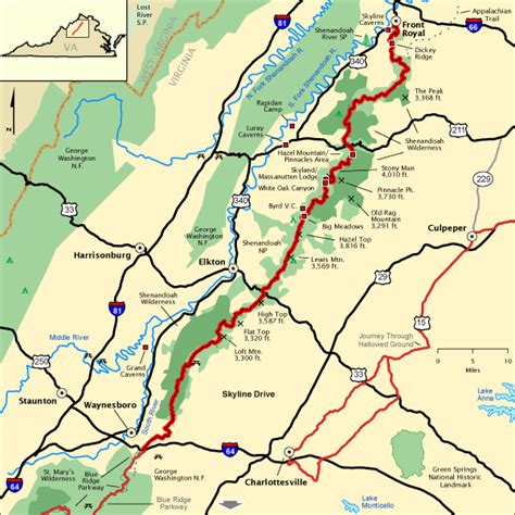 Byway Standard Map | Skyline drive, Shenandoah, Shenandoah national park