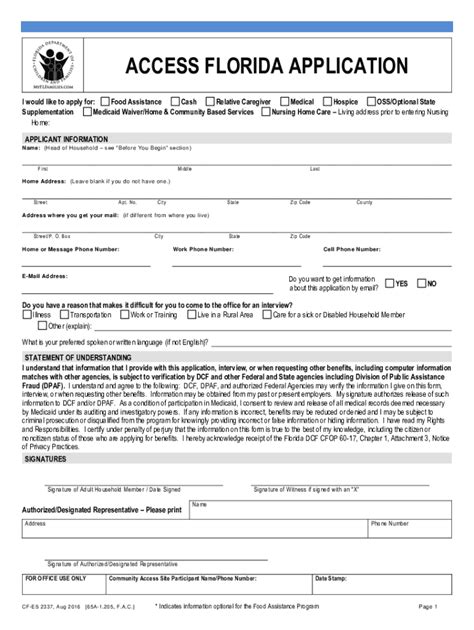 Access Florida Application PDF 2016-2024 Form - Fill Out and Sign ...