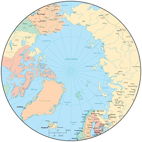 Polar World Map - Time Zones Map