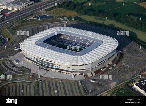 Aerial view of Stadion Hoffenheim stadium, Baden-Wuerttemberg, Germany ...