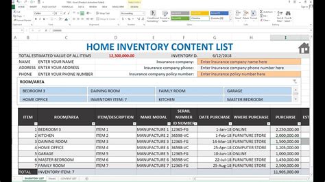 Excel Inventory Worksheet