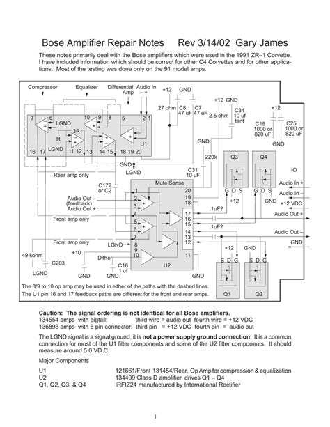 Bose Amplifier Repair Notes Rev 3/14/02 Gary James - The ZR