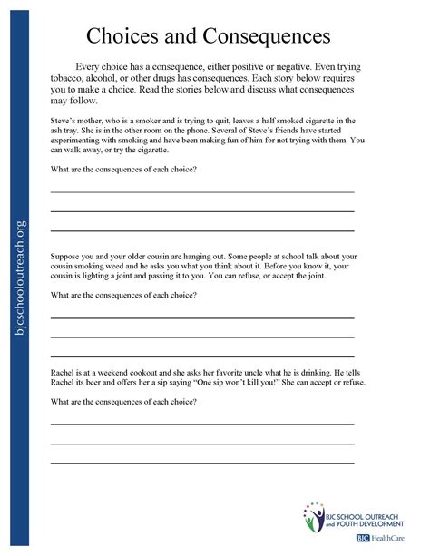 making the right choices worksheets - Google Search | Choices and ...