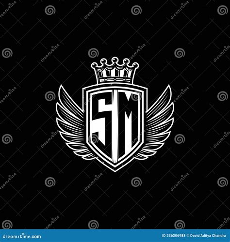 SM Logo Monogram Shield Crown Luxury Design Stock Vector - Illustration ...