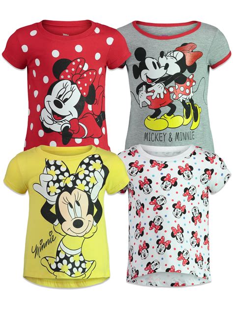 Disney Mickey Mouse Minnie Mouse Infant Baby Girls 4 Pack T-Shirts ...