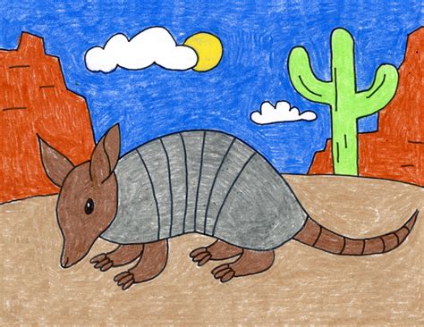 How To Draw A Cartoon Armadillo