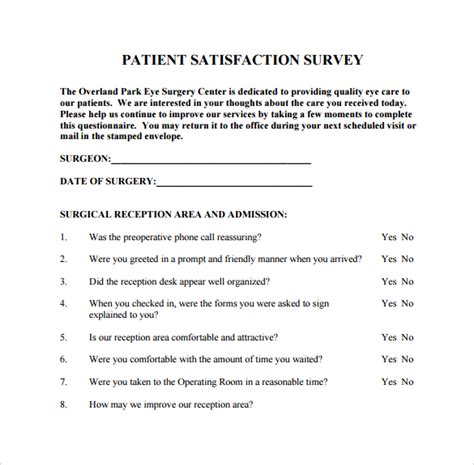 Patient Survey Form - Great Professionally Designed Templates