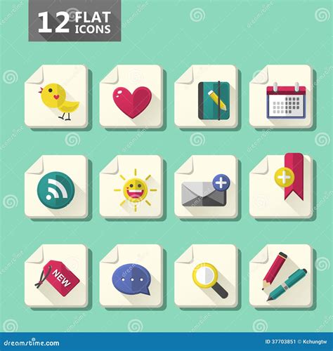 Flat design icon set stock vector. Illustration of element - 37703851