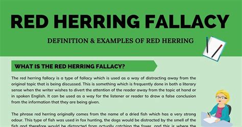 Red Herring: Definition and Useful Examples of Red Herring Fallacy