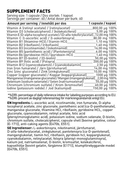 Swedish Supplements - Vitamin & Mineral Complex, 60 servings - ELITE ...