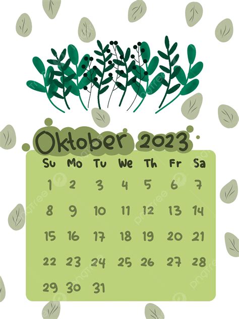 Calendar October 2023 Foliage Theme Template Download on Pngtree