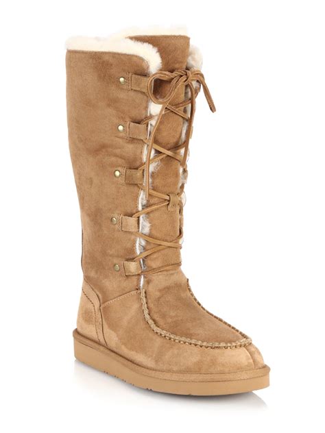 UGG Appalachian Lace-up Shearling-lined Suede Boots in Brown | Lyst