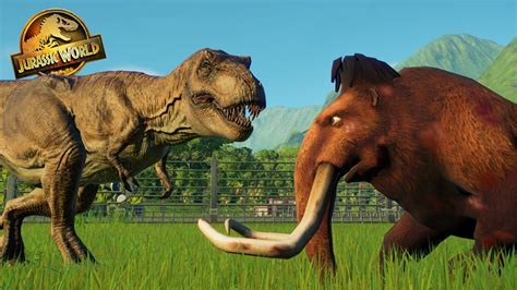 TITAN T-REX VS WOOLLY MAMMOTH ELEPHANT (DINOSAUR BATTLE) VS SABERTOOTH ...