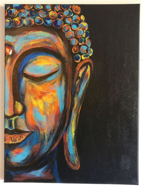 Buddha painting, Buddha wall art, Boho decor, Buddha face, Zen Art ...