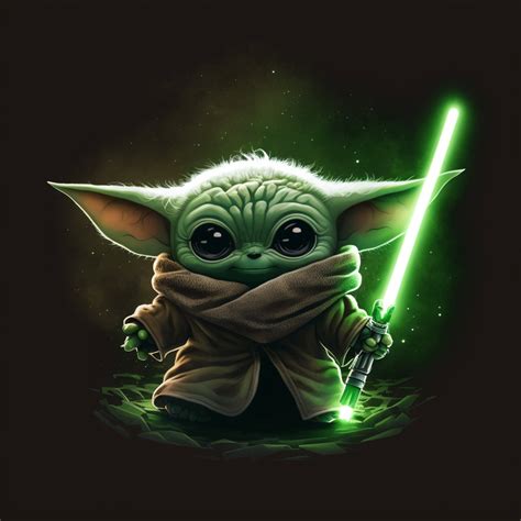 Baby Yoda Holding Lightsaber .PNG File Transparent and Original Image ...