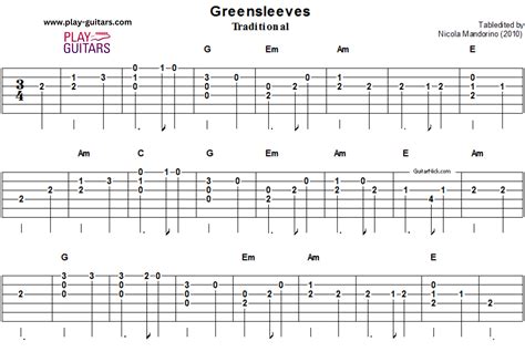 Greensleeves Guitar Tab - Play Guitars