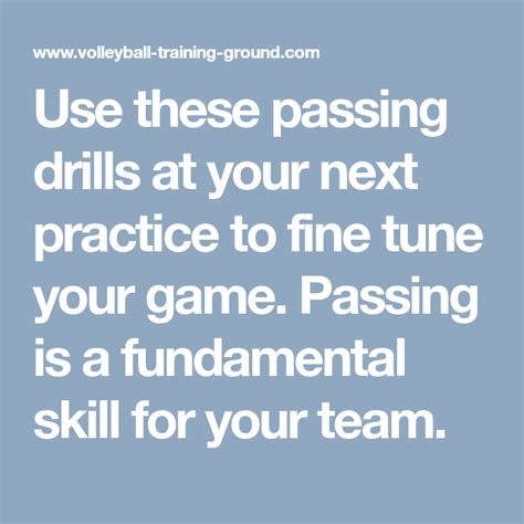 Use these passing drills at your next practice to fine tune your game ...