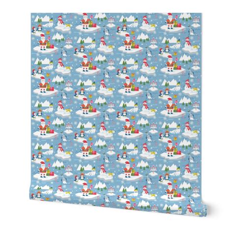 Christmas santa, penguins narwhals Wallpaper | Spoonflower