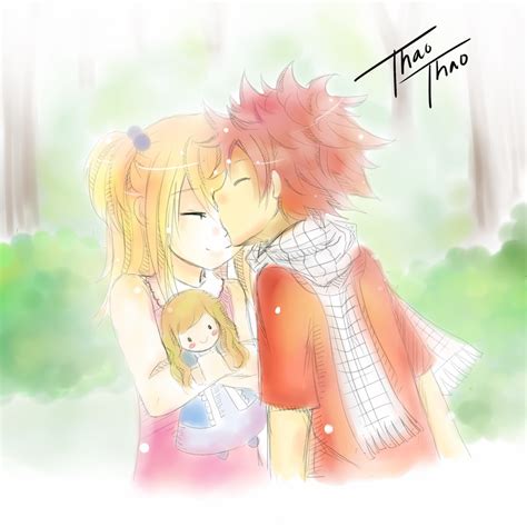 Kiss in the forehead ♥ - Natsu x Lucy Fan Art (33136529) - Fanpop